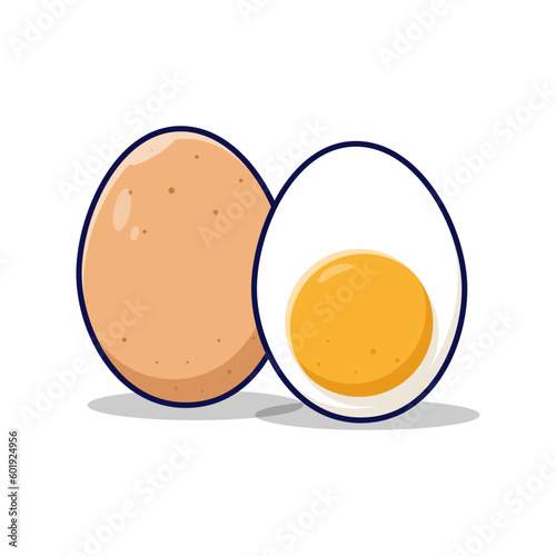 Boiled chicken egg vector illustration. Boiled chicken egg icon concept isolated. Flat design