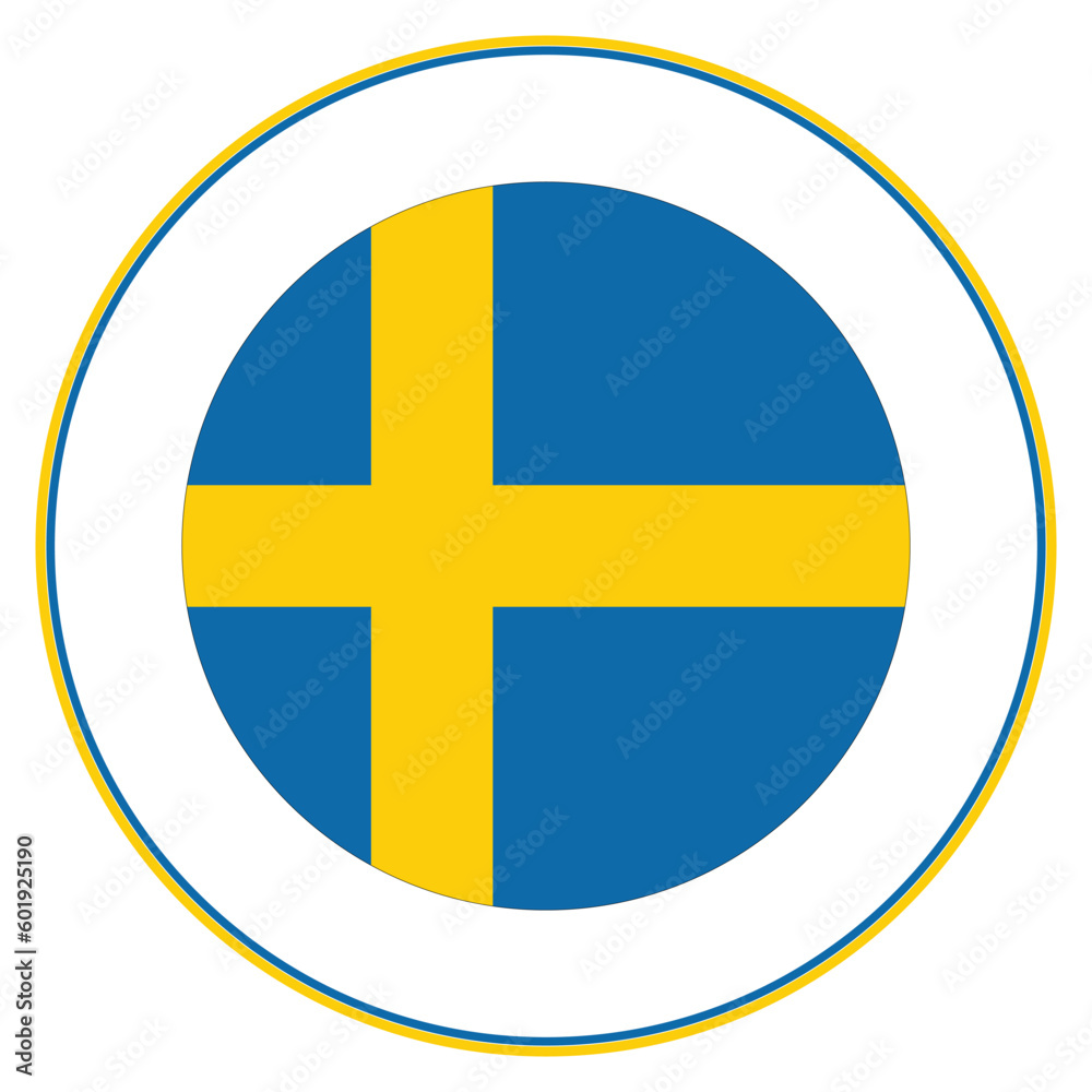 Circle flag of Sweden. Sweden flag in circle Circle flag of Sweden. Sweden flag in circle
