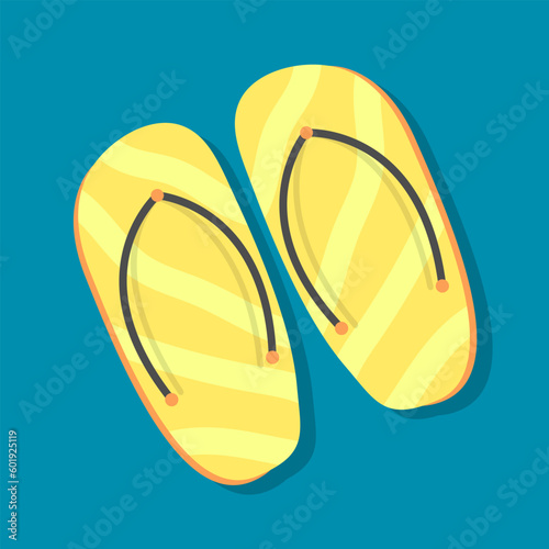 Hand drawn summer beach sandals illustration