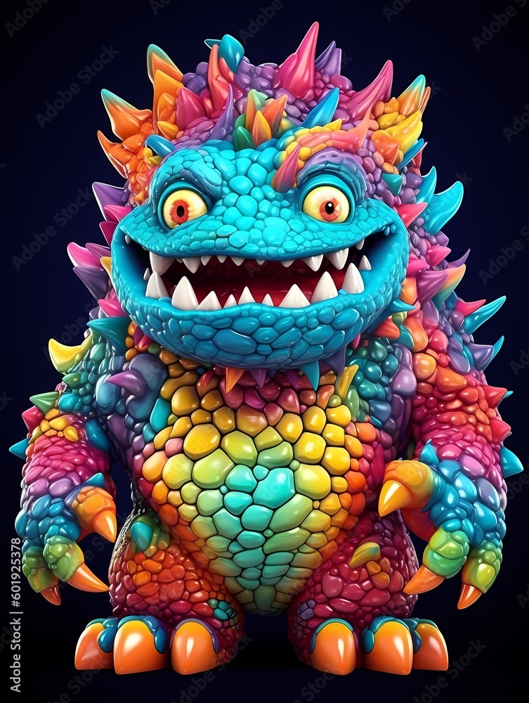 a cute monsters colorfull 3d rendering generated ai