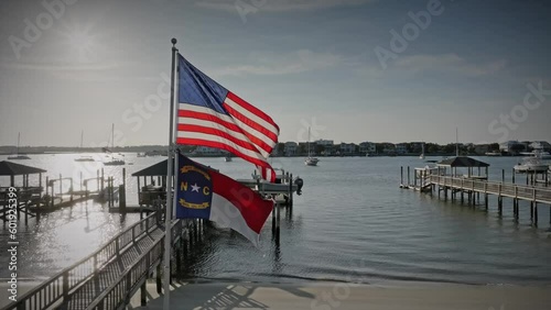 North Carolina and American Flags