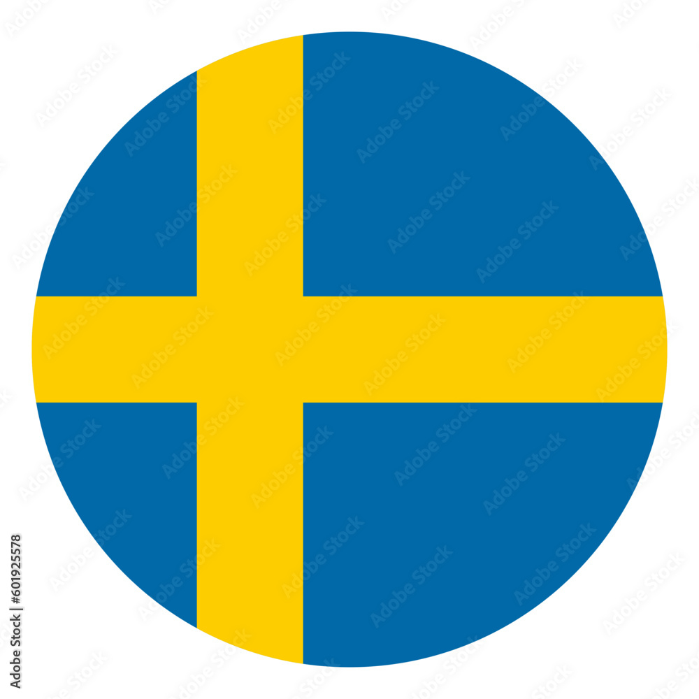 Circle flag of Sweden. Sweden flag in circle Circle flag of Sweden. Sweden flag in circle