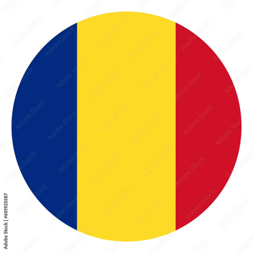 Romania flag in circle. Flag of Romania round icon.	
