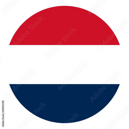 Netherlands flag in circle. The Flag of the Netherlands in a circle rounded.