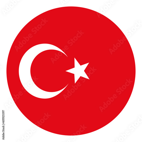 Flag of Turkey in circle. Turkey flag circle.