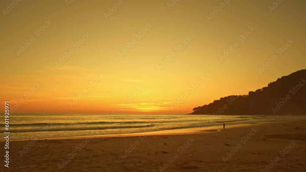 golden sky in sunset above the sea..aerial view golden sky in sunset above the sea video 4K. Nature video High quality footage. .Scene of Colorful romantic sky sunset with orange color golden sky in sunset above the sea..aerial view golden sky in sunset above the sea video 4K. Nature video High quality footage. .Scene of Colorful romantic sky sunset with orange color