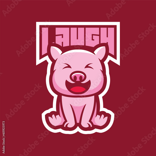 laugh pig esport mascot vector logo