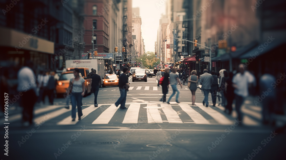 blurred people at New York street