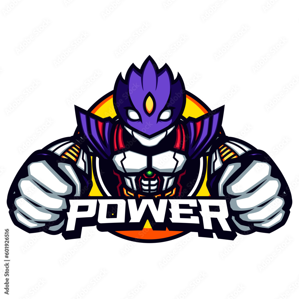 Cool and Powerful Purple Masked Robot Mascot