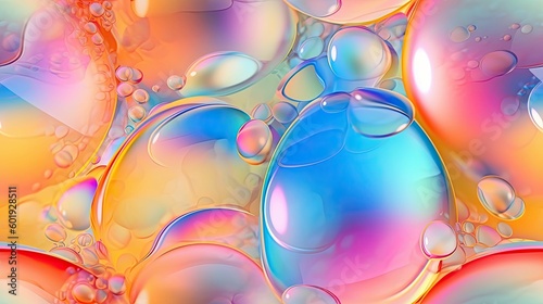 seamless close up of a colorful soap bubble, oil slick, vibrant and iridescent background texture, tile, 8k, generative ai