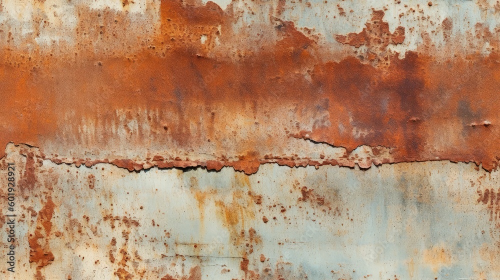 seamless old rusted metal texture with peeling paint perfect for background texture, tile, 8K, generative ai