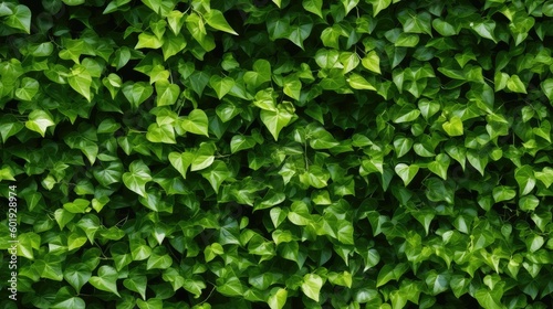 seamless texture of a dense green vine wall, lush and natural background texture, tile, 8K, generative ai
