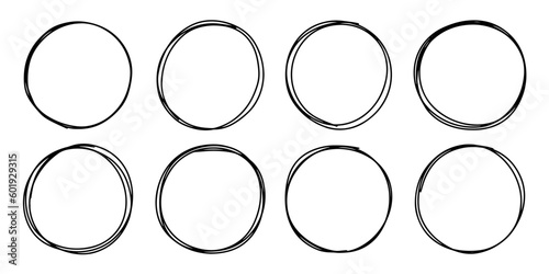 Hand drawn cartoon circle line vector illustration doodle sketch style for concept design.