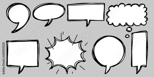 Doodle sketch style of speech bubbles hand drawn illustration. for concept design.