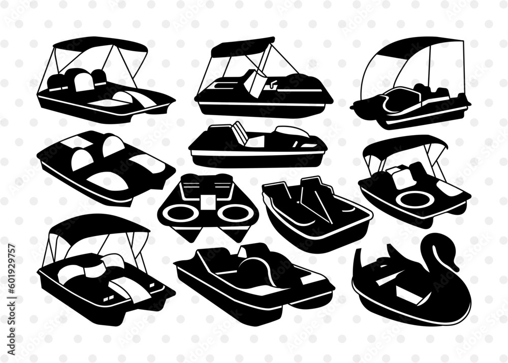 Paddle Boat Silhouette, Paddle Boat SVG, Boat Svg, Pontoon Boat Svg