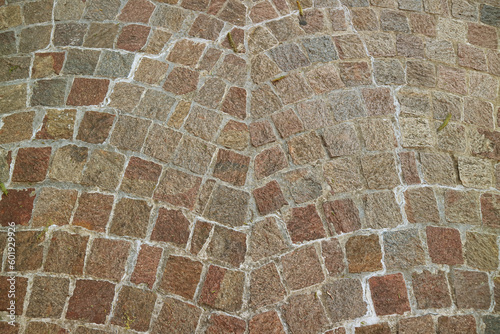 Impressive pattern of a stone path in the city