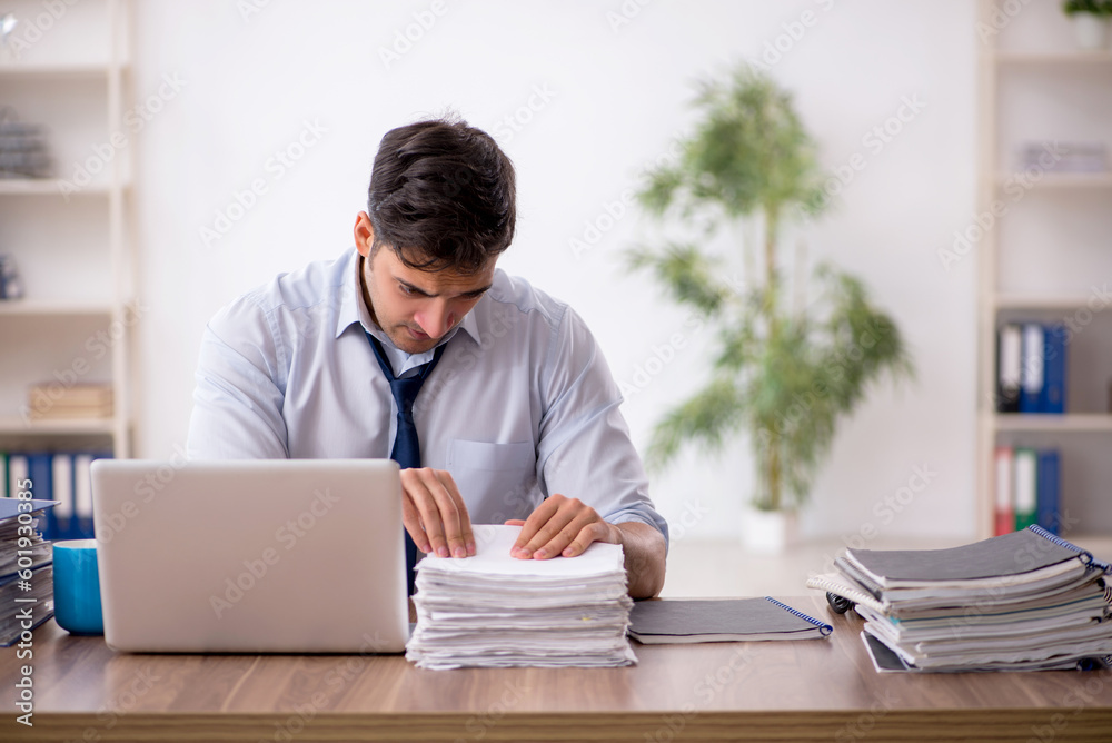 Young male employee working in the office Young male employee working in the office