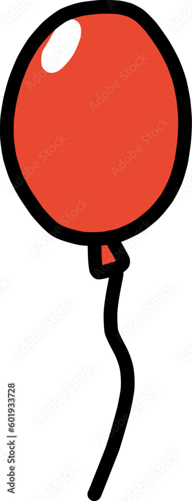 丸くて赤いシンプルな風船のイラスト