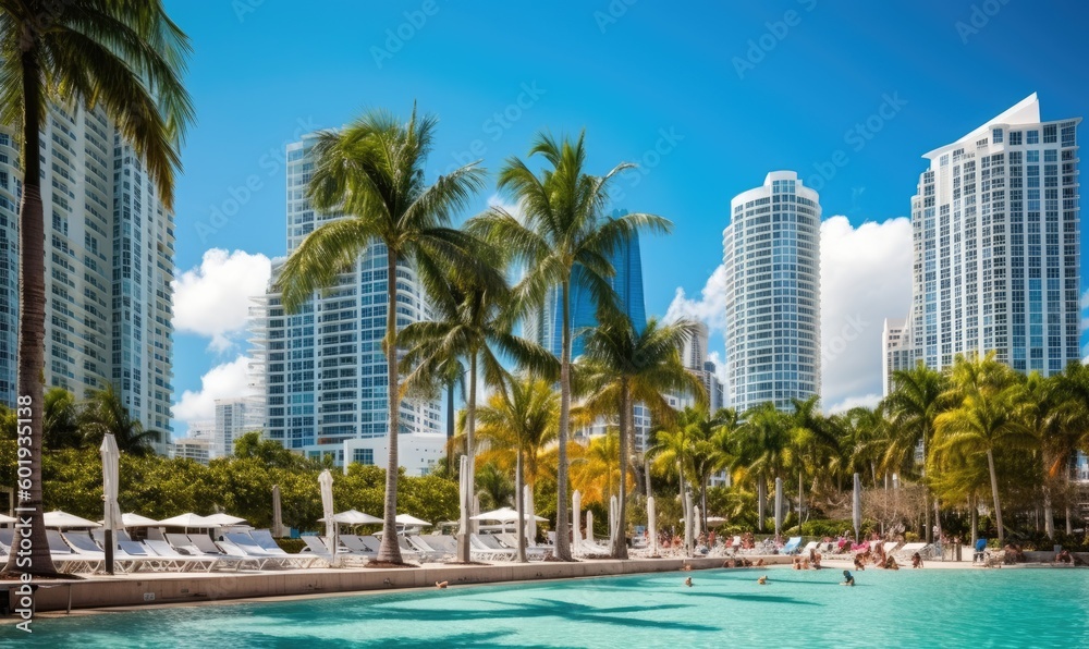 Soaking up the sun on Miami Beach during summer vacation Creating using generative AI tools