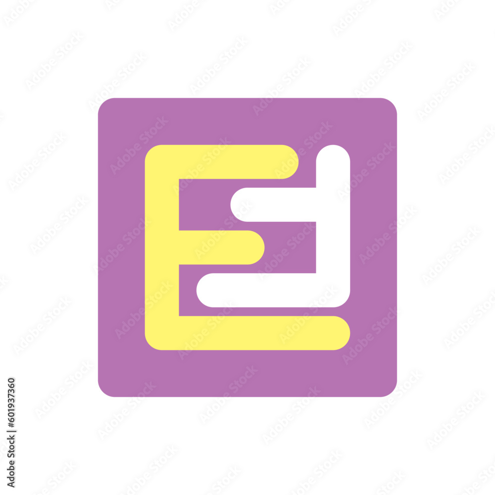 ef text logo in square shape. business symbol. vector template. joined letters e and f. logotype concept. pink, white and yellow sign. brand identity design. ef text logo in square shape. business symbol. vector template. joined letters e and f. logotype concept. pink, white and yellow sign. brand identity design.
