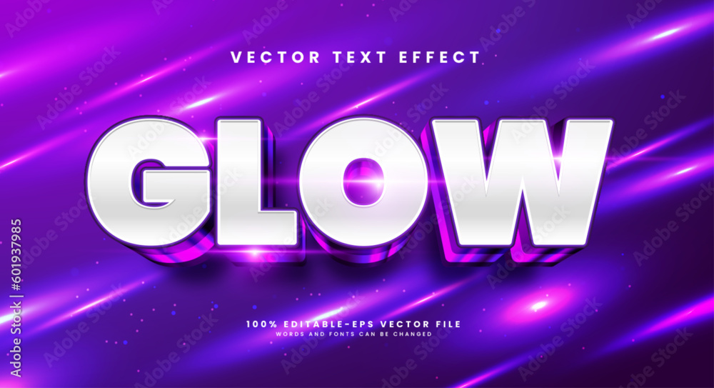 Purple shine editable text style effect. Vector text effect with glowing luxury concept.