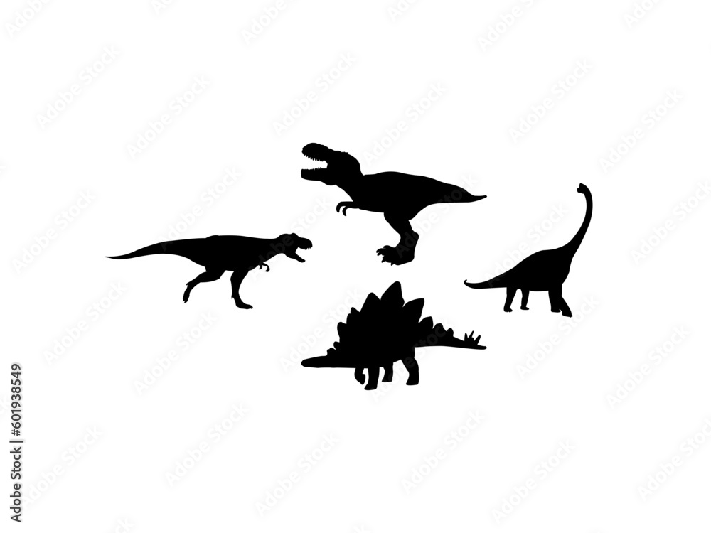 Dinosaur silhouettes vector. Dinosaur SVG, Dino SVG set, Rex SVG, Dino vector silhouettes in various poses. Dinosaur silhouettes set, Black dino silhouette collection.
