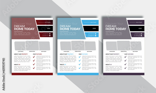 real state flyer design | real state brochures | a4 size | stunning pamphlet | 3 color bundles | property handouts