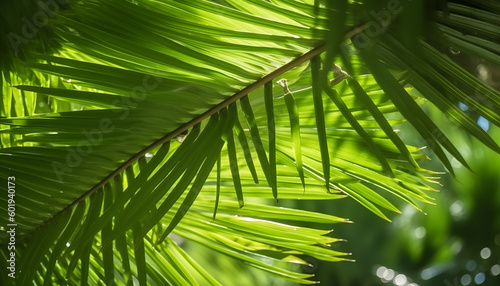 Macro shot of palm leaves texture in sunshine