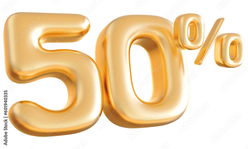 50 Number Percent gold 3d  