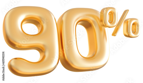 90 Number Percent gold 3d 