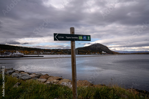 signpost on the coast of Norway