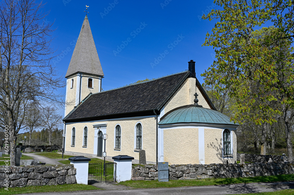 Norrbyas church and blue sky near Orebro Sweden may 9 2023 Norrbyas church and blue sky near Orebro Sweden may 9 2023