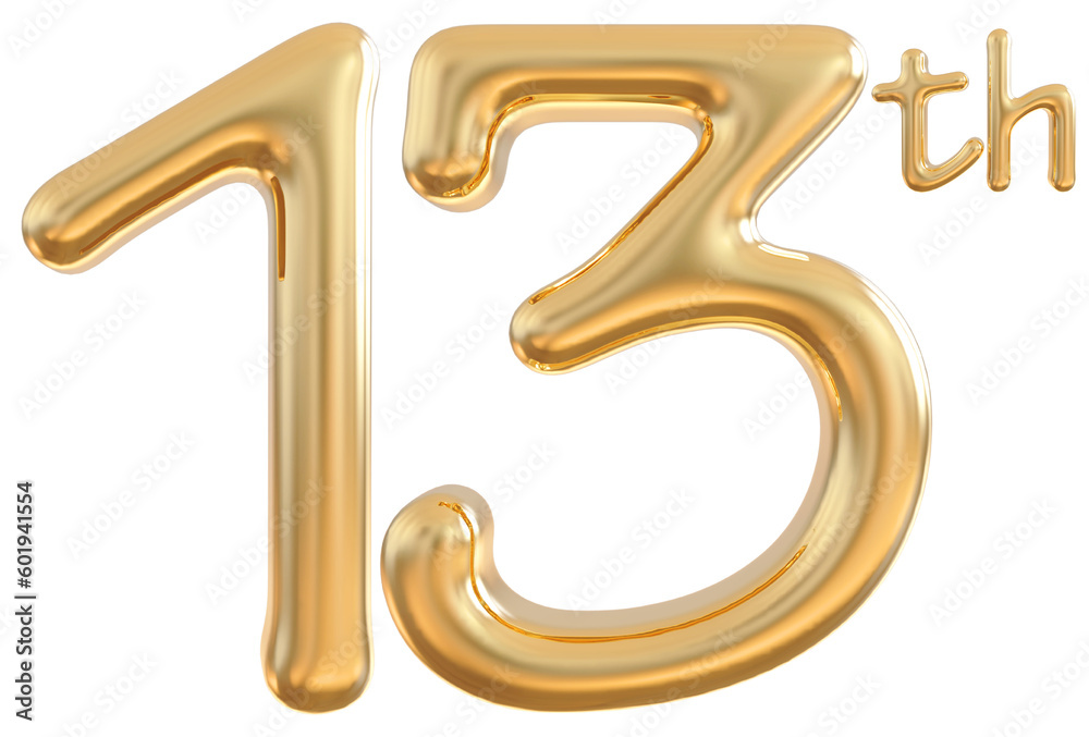 13 th anniversary gold 3d number 13 th anniversary gold 3d number