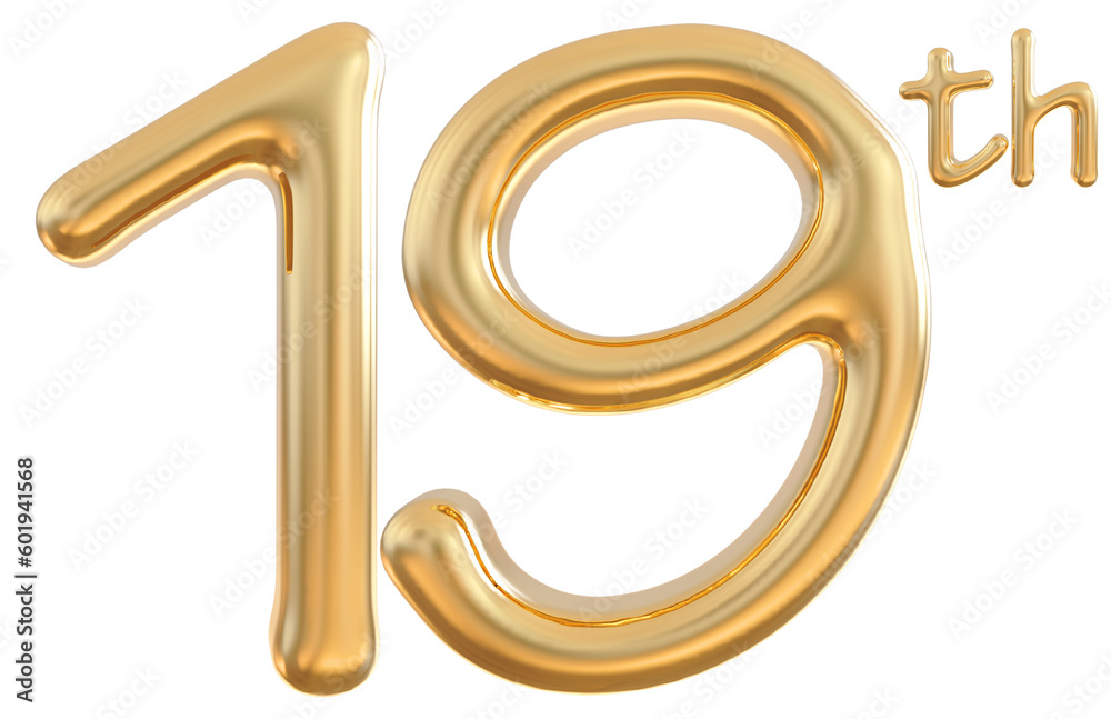 19 th anniversary gold 3d number 19 th anniversary gold 3d number
