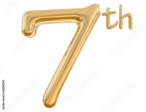 7 th anniversary gold 3d number