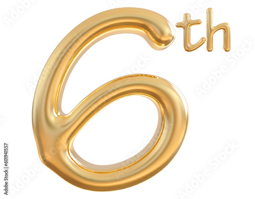 6 th anniversary gold 3d number