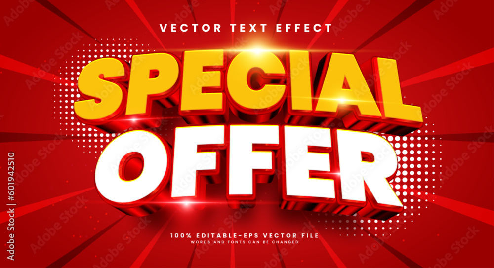 Special offer 3d editable vector text style effect. Vector text effect with luxury concept. - obrazy, fototapety, plakaty 