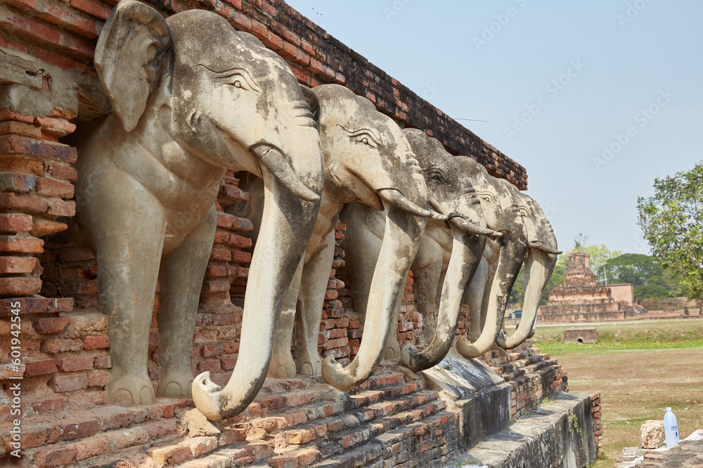 Fototapeta premium Wat Sorasak in the historic city of Sukhothai, Thailand, regarded as the first capital of Siam