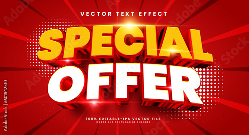Special offer 3d editable vector text style effect. Vector text effect with luxury concept. photo