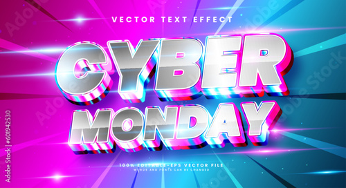 Cyber monday 3d editable vector text style effect. Vector text effect with luxury concept.