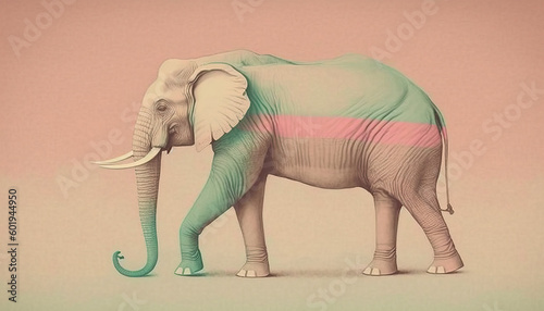 Elephant animal abstract wallpaper. Soft background tusker in Pastel colors generative ai