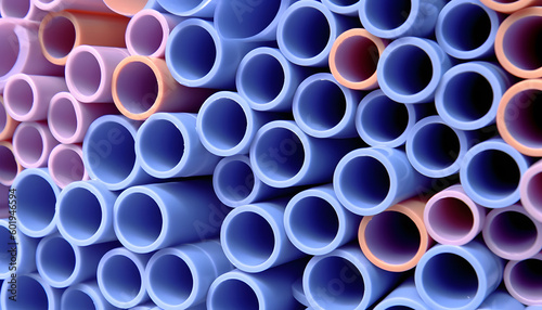 Pile of plastic pipes background