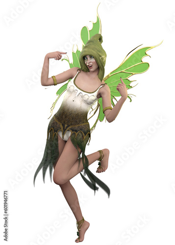 3D Fairy with green wings