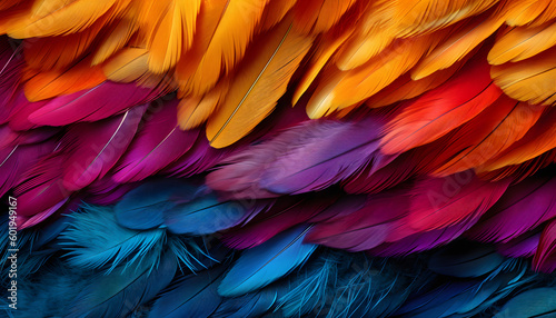 Vivid Beautiful Macaw feather texture, Exotic Blue Parrot Stunning Plumage © LensLoot