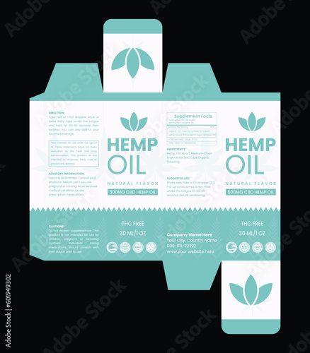CBD Box design template for CBD label design, Product Packaging Design, Dropper Bottle Label Design, Health and Medicine Box Template