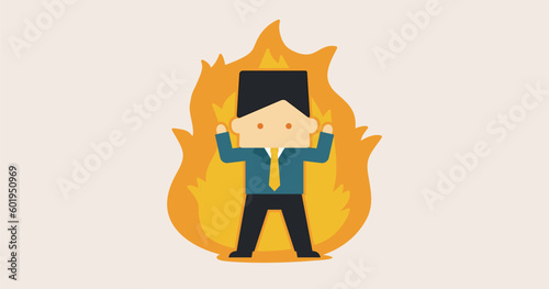 デフォルメ ビジネス人物イラスト 男性 熱血 やる気 1:1.191 ベクター 背景