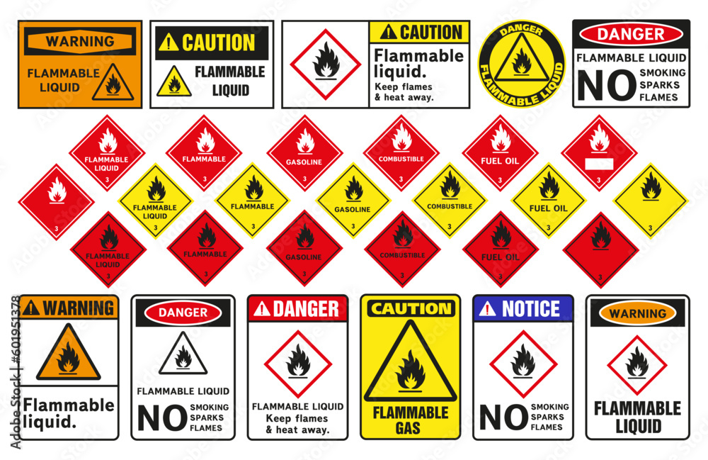 Flammable liquid warning sign. Ideal for backgrounds and wallpapers