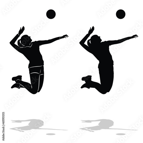 silhouette of a volleyball player , vector drawing