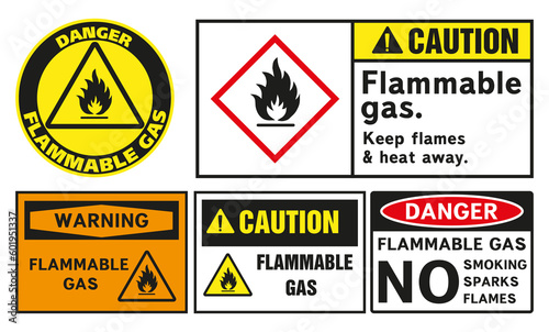 Hazardous combustible materials. Hazard pictograms.
