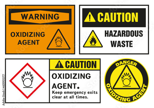 Oxidizer warning sign. Class 5 Dangerous Goods Plates.